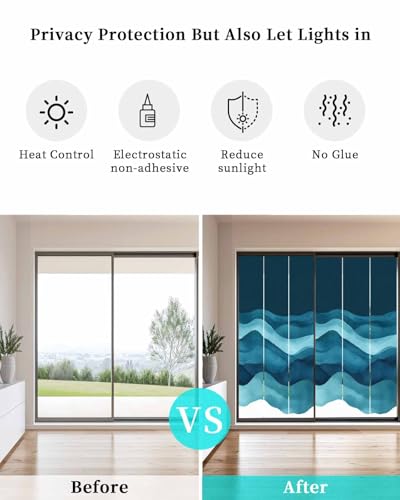 Window Privacy Film Teal Ombre Stained Glass 19.6"x39.3" miniatura 4