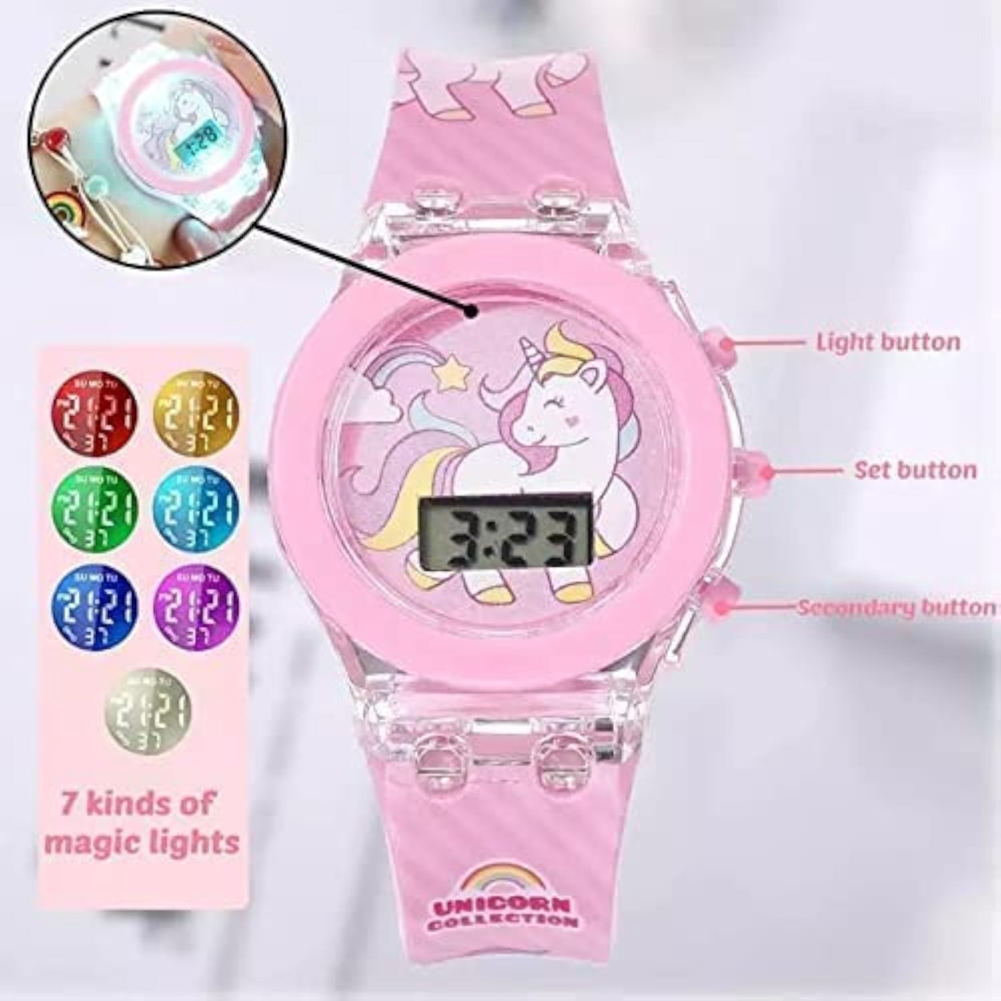 Magical Unicorn Kids Digital LED Watch with 3D Disco Lights
