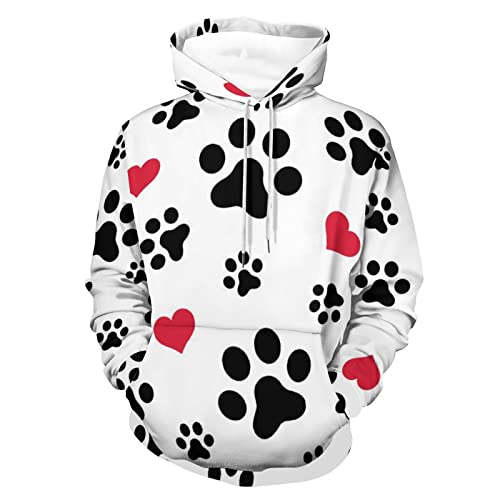 UMENG Hoodie Empreintes Noires Pull Ample Unisexe Évite les Tissus Rêches S