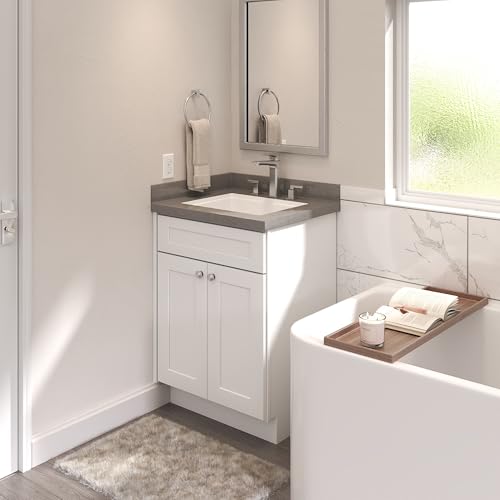 Image of Furinno Shaker Bath Vanity Cabinet Without Top, Ready to Assemble, 21 D x 24 W x 34.5 H, White