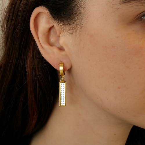 Dangle Hoop Earrings for Women, 18K Gold Plated Hypoallergenic with Sparkling Cubic Zirconia, Lightweight Geometric Statement Jewelry for Daily Wear & Gifts4