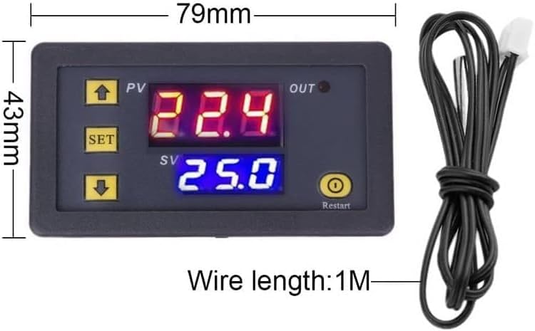 Miniatura 5 de W3230 Módulo controlador de temperatura LED digital Interruptor de termostato digital con sonda impermeable (12V 10A 120W) -67.0 F-248.0 F Salida de