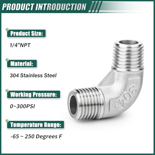 Codo de acero de 90 grados rosca macho NPT 1/4 para aire y combustible 4