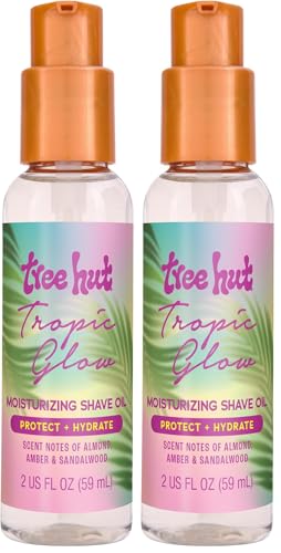 Image of Tree Hut Mini Tropic Glow Moisturizing Shave Oil, 2 fl oz, Gel-to-Oil Formula, Ultra Hydrating Barrier for a Close, Smooth Shave, for all Skin Types (Pack of 2)