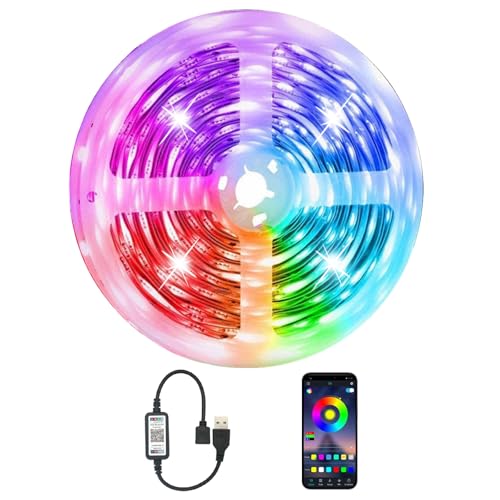 Image of PSTAR LED Strip Lights 65.6ft Music Sync Color Changing RGB Led Lights for Bedroom with App Control Bluetooth LED Lights,USB-Powered for Bedroom Room Apartment Kitchen Party Decorations