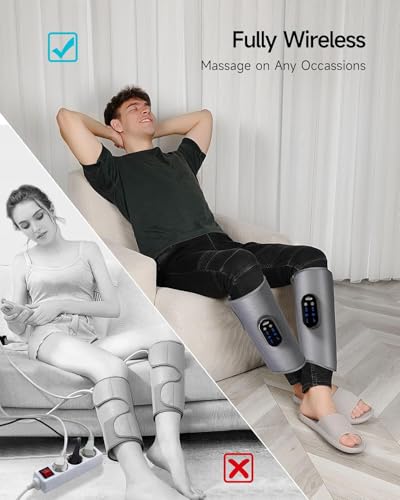 ALLJOY Cordless Calf Massager, Leg Massage for Circulation and Pain Relief, Christmas Gifts Rechargeable Calf Air Compression Massager with 2 Heat Levels 4 Modes 3 Intensities, for Men Women Mom Dad