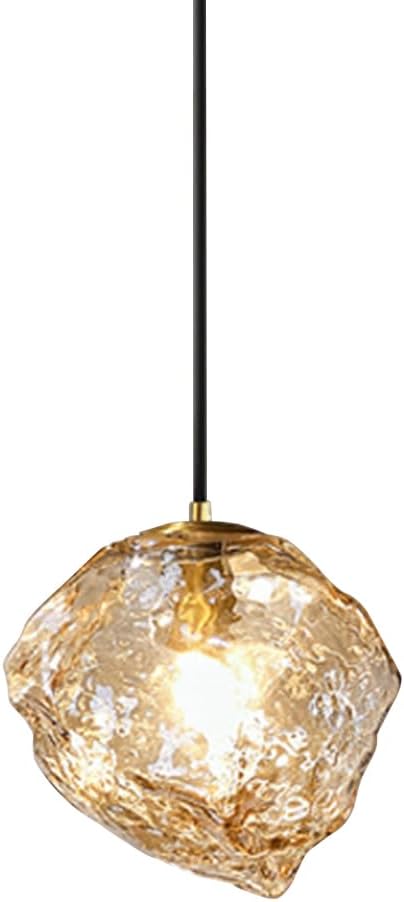 Glass Light Nordic Hanging Ceiling Lamp Single Kitchen Island Lighting Fixture Geometric Suspended Lights G9 Small Chandeliers for Bedroom Dining Table Lamps/Clear/Dia15Cm