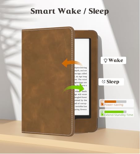 Image of MoKo Case for All-New 6 inch Kindle(11th Generation, 2024 /2022 Release) /(10th /8th Gen, 2019 /2016), Ultra Lightweight PU Shell Cover with Auto Wake /Sleep for Kindle 2024, Brown