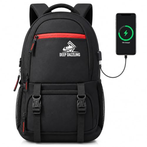 Image of Large 40 L Laptop Backpack Unisex Bag For School|College & Office, Water-Repellent, USB Charging Port, Spacious Compartment, 2 Side Bottle Pockets And Rain Cover(Black)