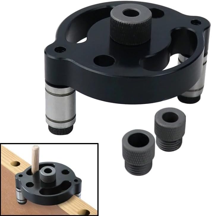 Self-centering 6 8 10mm Dowel Jig Wood Panel Puncher Hole Locator Beech Central Holing Position Measuring Drilling Woodworking Tool (SS)