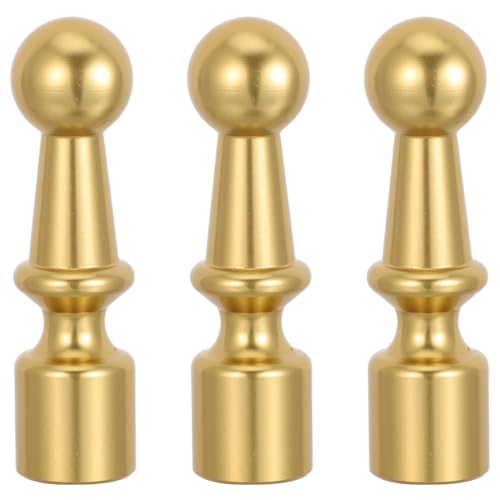 HOLIDYOYO 3pcs Cabinet Rail Connectors - Display Shelf Railing Bar Post - Furniture Railing Bracket Spindles Connectors Golden Metal Post for Bracket Gallery(5mm Hole)