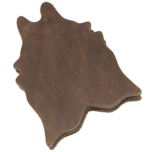 Hide & Drink, Durable Thick Leather Cowhide Shaped Rug Coffee & Drinks Coasters (6-Pack) Handmade :: Bourbon Brown