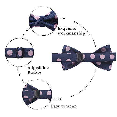 Image of HISDERN Bow Ties for Boys Pre Tied Toddler Bow Tie Adjustable Kids Bowties Clip On Fun Patterned Bowties for Wedding Party