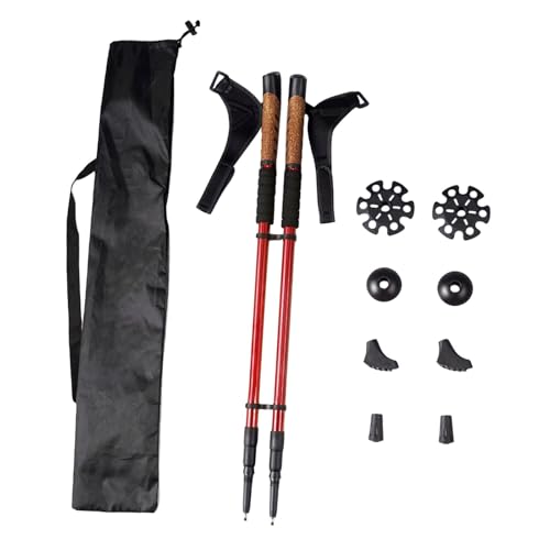 SAZ DEKOR® 2Pcs Mountain Trekking Poles Telescopic Stick for Backpackers Hikers Walking Red