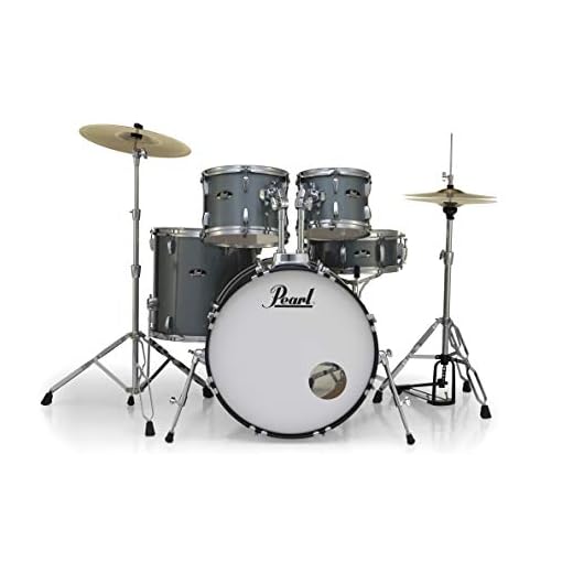Pearl Roadshow Drum Set 5-Piece Complete Kit with Cymbals and Stands, Charcoal Metallic (RS525SC/C706)