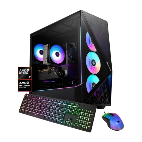 Image of iBUYPOWER Slate Gaming PC Desktop Computer AMD Ryzen 7 9700F CPU, AMD Radeon RX 9060 8GB GPU, 16GB DDR5 RGB 4800MHz RAM, 1TB NVMe SSD, Windows 11 Home, Gamer Keyboard and Mouse - SBA7R9601