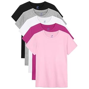 5 Pack Girls Shirts Short Sleeve Shirt for Girls Soft Cotton Tees Kids Tshirts Clothes Summer Tops T-Shirt