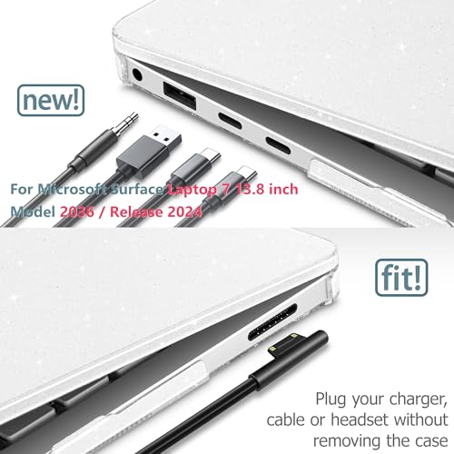 Funda para Surface Laptop 13.8 2024 carcasa rígida transparente con protector 3
