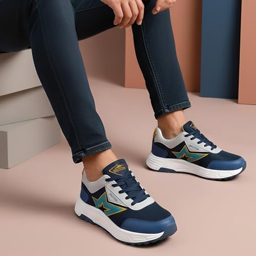 Image of BRUTON Striker-615 Men's Running Shoes | Lightweight Sports Shoes for Men | Comfortable Walking Jogging Gym Shoes | Breathable Lace-Up Training Footwear