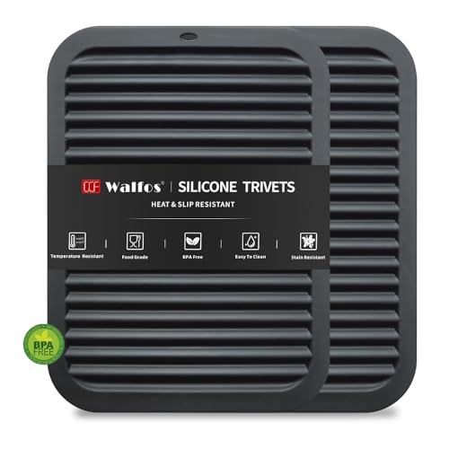 Walfos Silicone Trivets for Hot Pots and Pans - Heat Resistant Hot Pads for Kitchen Counter- Multi-Purpose & Versatile Trivet Mat - Long-Lasting & Flexible Silicone Hot Pad