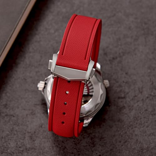 Image of WAMD Vector FKM Rubber Watch Strap 20mm 22mm - No Loop Deployment Clasp - Premium Fluoroelastomer Replacement Band.