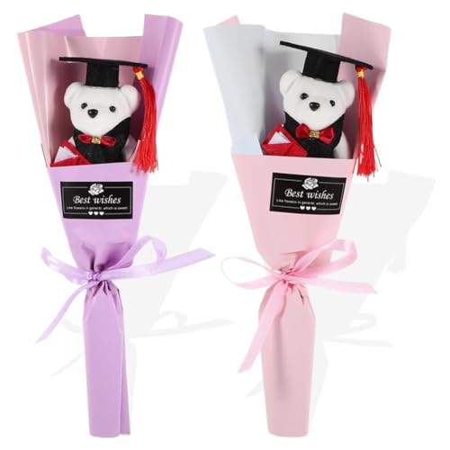 OPVXZAD 2pcs Ramo de Oso De Graduación, Ramo de Regalo de Graduación Favor de La Fiesta de Muñeca de Oso Estatuilla Banquete