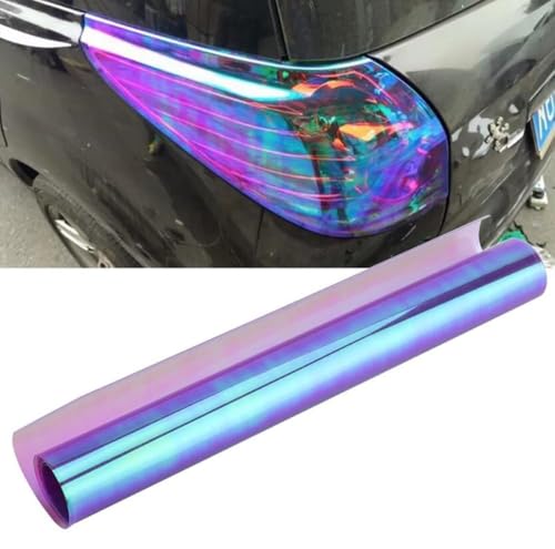Image of HOME13 Self Adhesive Auto Car Tint Headlight Taillight Fog Light Vinyl Smoke Film Sheet Sticker Cover Car & Bike Protection Film (Chameleon Purple, 12x80 Inch)