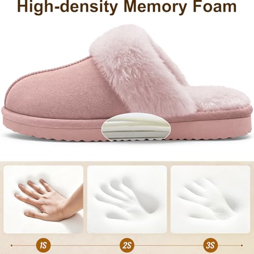 Image of Litfun Women's Fuzzy Memory Foam Slippers Fluffy Winter House Shoes Indoor and Outdoor