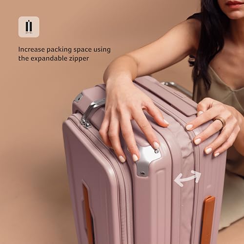 Image of Acer Brisbane Suitcase, 20 inch Cabin, with 360 Degree Spin 8 Wheels, Double TSA Lock, Dual Opening (Top and Mid), Expandable, Recycled Polyseter Material, Jacaranda Pink