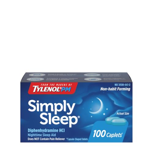 Tylenol Simply Sleep Caplets, 25 mg Diphenhydramine HCl, 100 Count - image 1