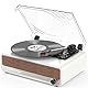 Udreamer Plattenspieler mit Lautsprecher Bluetooth Plattenspieler Vintage Vinyl Player Unterstützt USB AUX-Eingang Kopfhörer RCA Line-Out 3 Geschwindigkeiten Riemenantrieb Spiegeldesign Weiß