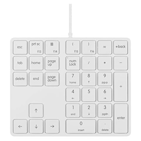 Qisan Numeric Keypad Wired Numpad 34 keys Portable Keypad USB External Mini Slim Keyboard Magicforce For Financial Cashier Securities-White Cover
