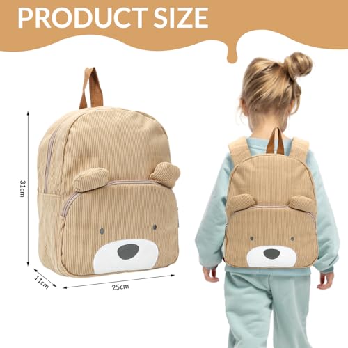 Meleager Kindergartenrucksack Mädchen，Kinderrucksäcke Jungen,Braun,Mini Bär Kita Rucksack ab 2 Jahr, Kleine Geschenke für Kinder