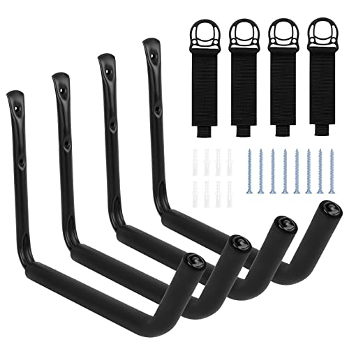 Becoyou Kayak Storage Racks with Straps, Kayak Wall Mount Racks for Garage Outdoor Storage 2 Pairs (2 Pairs)