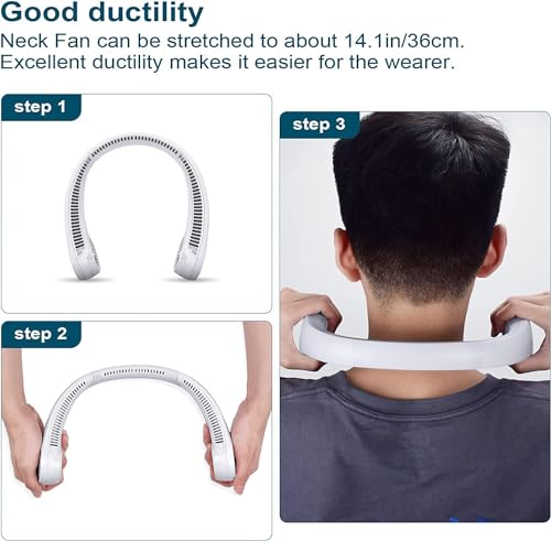 Image of Portable Neck Fan, Hands Free Bladeless Fan, 360 Cooling, Wearable Quiet Fan for Outdoor Indoor Use(White)