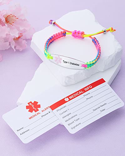 Image of JF.JEWELRY Pre-Engraved Type 1 Diabetes Medical Alert ID Bracelet | Nylon Rope Braided Medical Alert Bracelet, 6.0-8.5 Inches Adjustable