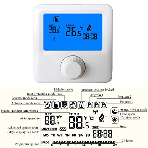 Thermostat de chauffage suspendu JFDBGU avec écran LCD - 7