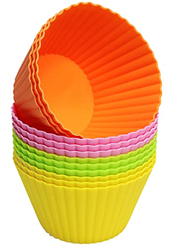 Pharamat Extra Large Silicone Cupcake Baking Cups 12 Pack, 3.54 Inch Cupcake and Muffin Liners, Reusable Jumbo Silicone Baking Cups Easy to Clean, Great for Cupcake, Muffin, Mousse