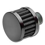 Auto Dynasty 9MM Inlet Universal Chrome Round Straight Aluminum Crankcase Breather Filter (Black)