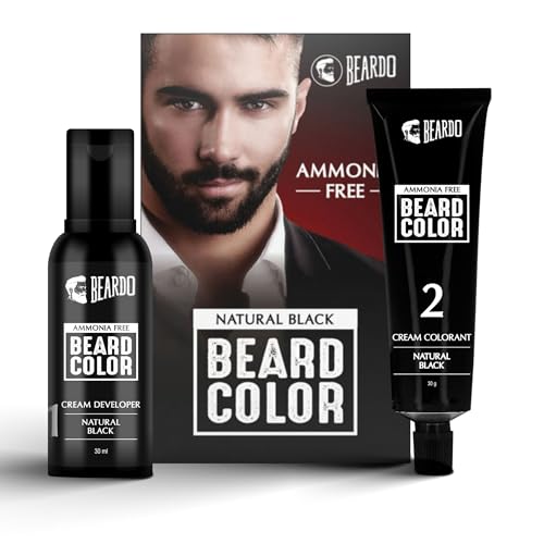 Beardo Beard Color For Men - Natural Black, 60ml | Long Lasting | No Ammonia | Easy to apply, No Stain Beard Hair Colour for men | Skin Friendly Hair dye