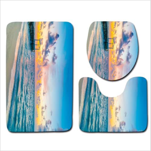 Badematten Set 3 teilig,Toilettenmatte Set,3er Badgarnitur Badezimmer Matte Set Dusch Bade Matte Vorleger Teppich 3D…