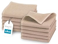 ZOLLNER 10er Set Seiftücher in 30x30 cm - langlebige Handtücher in beige - mit praktischem Aufhänger - Zeitloses Waffelmuster - waschbar bis 95°C - Baumwolle - Hotelqualität
