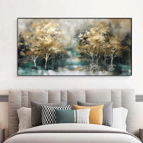Peinture sur toile premium avec cadre paysage abstrait élégant