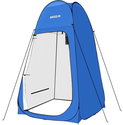 Image of AKOZLIN Portable Pop Up Shower Tent Instant Privacy Dressing Changing Outdoor Shower Room Camp Toilet Tent 47.2 inch Lx47.2 inch Wx74.8 inch H Blue