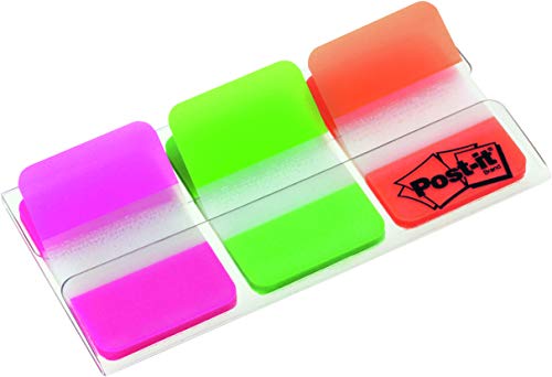 Post-it Haftstreifen Index Strong - 36 Haftstreifen 25,4 mm x 38,1 mm - Farben: Orange, Pink, Grün - Zum Markieren, Hervorheben oder Farbcodieren wichtiger Informationen
