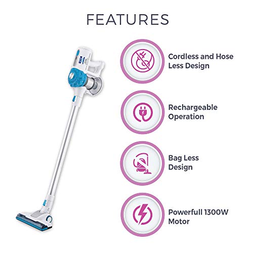 Image of KENT Zoom Vacuum Cleaner, Cordless, Hoseless, Rechargeable 130Watt Vacuum Cleaner with Cyclonic Technology, Bagless Design and Multi Nozzle Operation