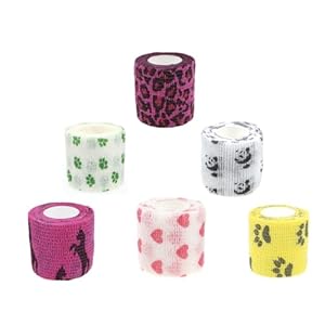 6 Rolls Vet Wrap Tape Bulk 1 Inch, Waterproof Self Adherent for Horses Dogs Cats Animals Pets(Love, Horse, Leopard Print, cat and so one) who was injure or Have Wounds (Cartoon)