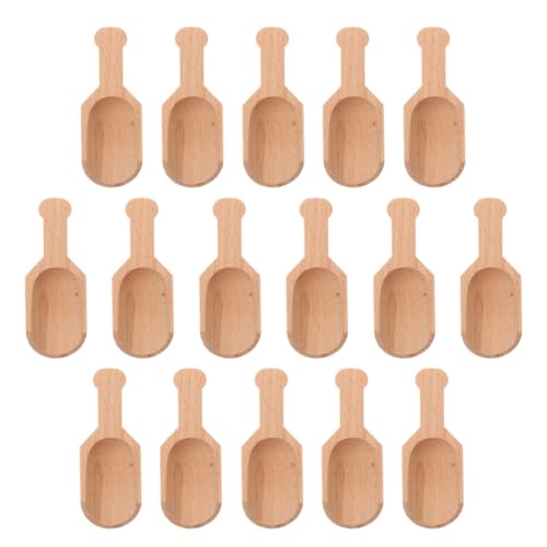 PRETYZOOM 16pcs Tiny Wooden Spoons: 3.14 Inch Tiny Spoons For Spices Mini Wooden Scoops For Sauces Sugar Salt Dips Spices Honey Mustard Cooking