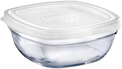 DuralexLYS Freshbox Clear Square Food Storage Box with White Lid, 11-cm (4 1/8 in) โ Shock Resistant, Microwave & Dishwasher Safe, Chip Resistant Food Container for Veg, Meats โ Made in France