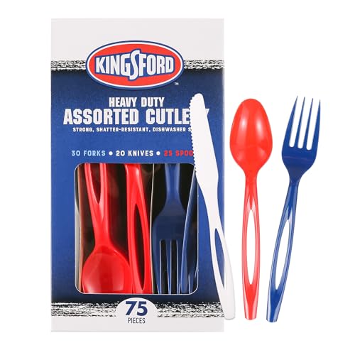 Kingsford Full Size Assorted Plastic Cutlery Heavy Duty Disposabl...